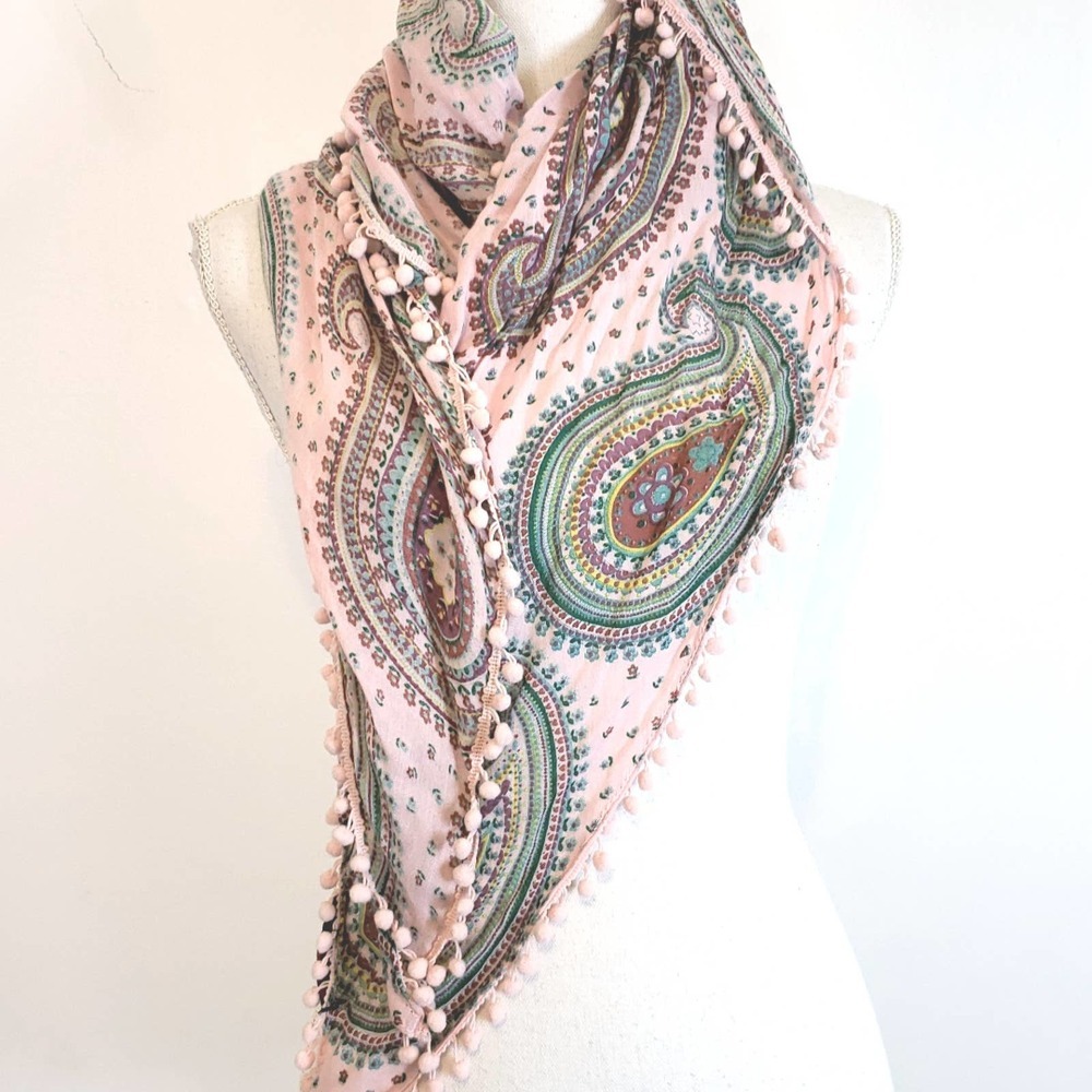 Betseyville women's Pom-pom Embellished Paisley Scarf - Picture 2 of 5